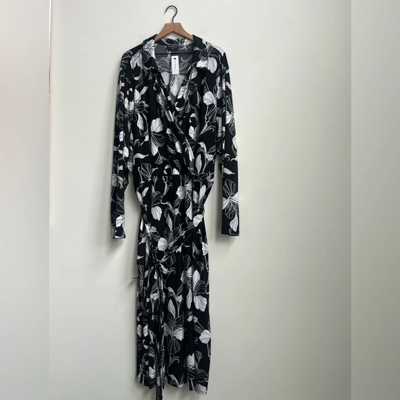 New Lane Bryant Polo Wrap Spring Lily Midi Dress 7X Matte Jersey Long Sleeve - Picture 5 of 15